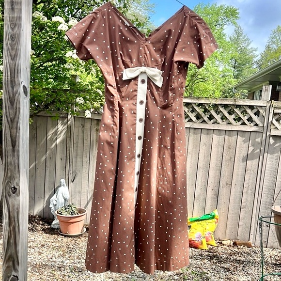 1950s Polka Dot Secretary/Party/Sun Dress - Picture 6 of 8